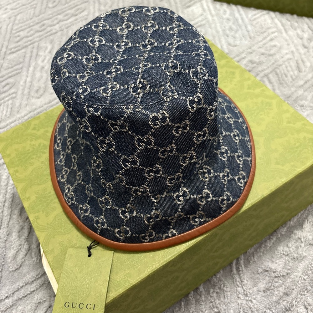 Gucci Navy Monogram Bucket Hat